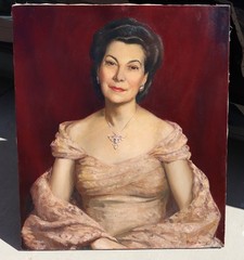 RUTH LINNELL BERRY Mid Century oil painting Portrait of a Lady in a Gown