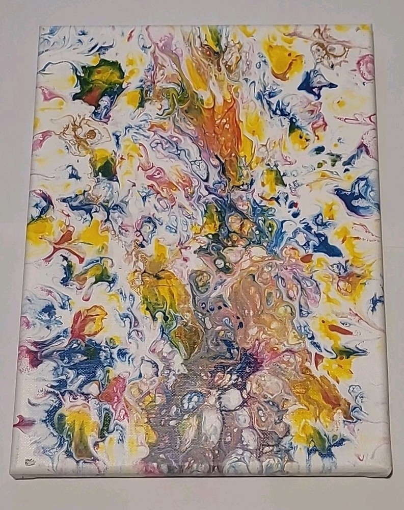 Abstract Art Original Custom Acrylic Paint Pouring Painting 9×12 Canvas Signed