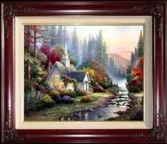 Thomas Kinkade ~ Forest Chapel 8×10 Framed Classic Edition Framed Canvas