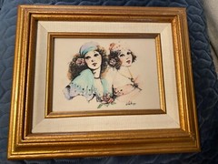 Engraved Art Deco Picture Yesterday Tomorrow by Mary Vickers Framed,signed