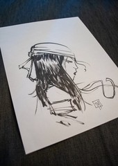 Rare Skottie Young Elektra Natchios Original Art Sketch 8.5 x 11 Brush & Ink HTF