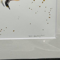 Bumblebee & Lavender Watercolor Print by Jen Galaxy Unframed