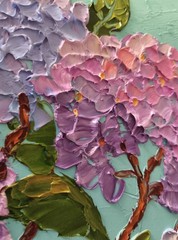 Hydrangea Oil Painting Original Art Impasto Flower Still Life 8x8in Signed