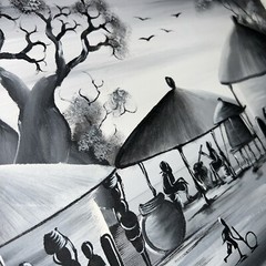 AUTHENTIC AfricanPainting (NOT a Print or a Copy) Original African Art UNFRAMED