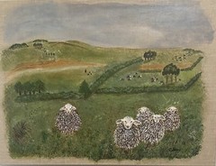 Original Acrylic Naive Art Painting “Herdwick Lambs” On Stretched Linen