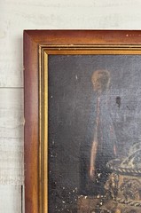 Antique French Still Life Oil Painting, Dark Moody, Champagne Oysters Cheese