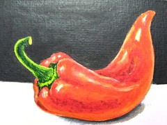 Watercolor Painting Red Hot Chili Pepper Organic Vegetables ACEO Art