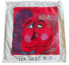 Fernando “ FER “ Sucre Painting Pillow Canvas 20”x 20” 2015 signed Miami pop art