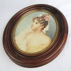 Antique Signed E.D.T Artist Original Victorian Lady Bride Watercolor Painting
