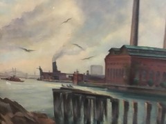 Antique New York City Painting by Arthur Frischke (1893-1970) Oil on Canvas