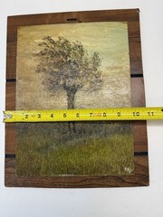 Vintage European Oil Painting Country Landscape Moody Plaque 14×11”