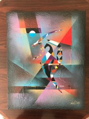 NEAL DOTY – ACRYLIC PAINTING ART DECO WOMAN CUBISM MODERNISM ABSTRACT