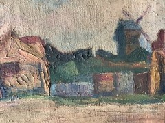 VINCENT VAN GOGH ? PARIS MONTMARTRE WINDMILL POST-IMPRESSIONISM OIL SIGNED 19TH
