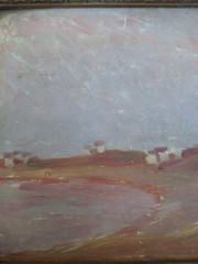 Antique Oil Painting Impressionist Landscape Signed Framed Miniature On Panel