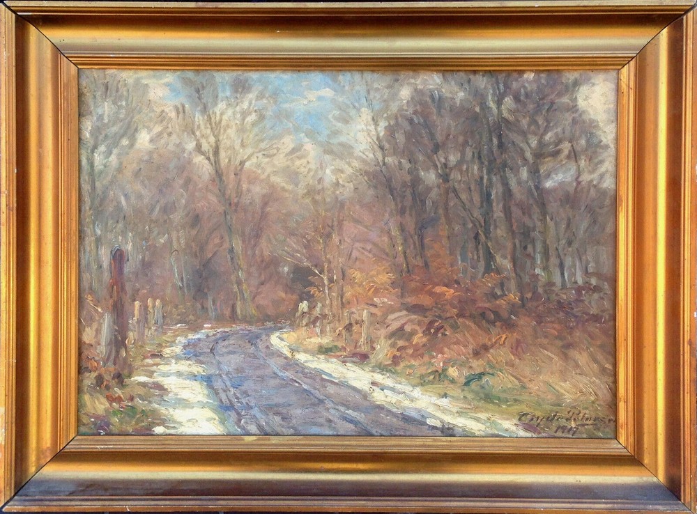 Gyde Petersen (1862-1943): WELCOME SPRING. Original antique oil. Dated 1917