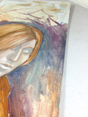 George Kosanovic Oil On Board „Woman In Fall“ Painting 20.5″ x 11.75″