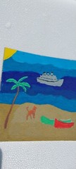 G.A.Titan Acrylic Painting IMPRESSIONISM Boat Seascape Boat Dog