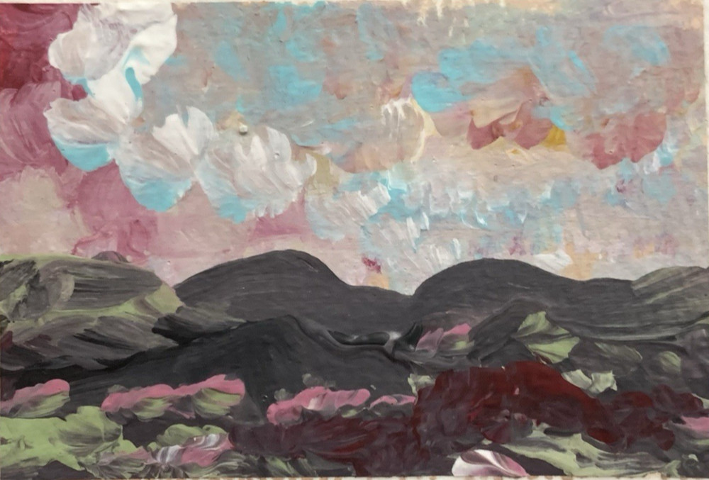 Original Painting Landscape ACEO ATC Artist Card Abstract Acrylic on Paper