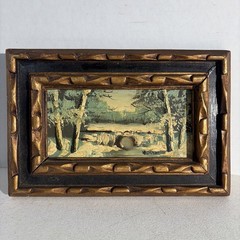 Vintage Framed Original Impressionist Art Painting Miniature Winter Landscape