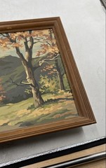 Autumn Landscape House Mountain Stream Trees Wall Hanging Art Painting Lot Of 2