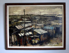 François Franc Oil Painting Signed 1966 Paris Flea Market Marche aux Puces Frame