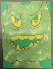 Thingiez ACEO original art card 1 of a kind 2.5 „x 3.5“ Folk Nightmare Art Work
