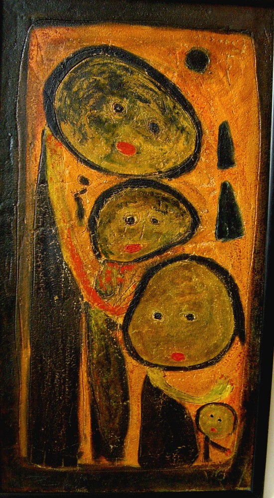 Giovanni Vetere 1940 Strongoli (Italy) / Large Painting, Signed / Family