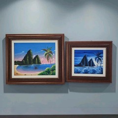 Vtg Oil Paintings St. Lucia Sugarloaf Day & Night Framed Signed Nenel Set Of 2