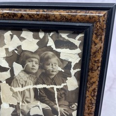 Original Framed Mixed Media Photograph Art Collage 5×7 „Siblings“ TK3