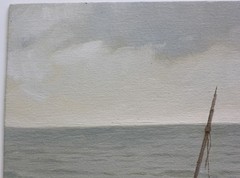 Original Oil Painting Abandoned Boat Seascape Impressionist Coastal Art 11×13 in