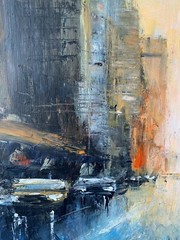 Original Brooklyn Cityscape Painting | Oversized Long Island Canvas Wall Art