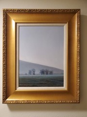 Original Oil Painting Canvas Framed Landscape „Dew- Kissed Fields“ Signed Art