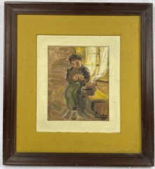 Pablo Picasso Oil On Cardboard (Handmade) signed and stamped Framed