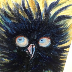 Crow Painting Bird Original Painting Raven Wall Art Golden Painting