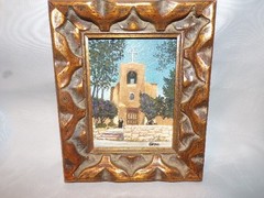 Vintage Miniature Oil Painting Mission San Miguel Arcangel Signed by Artist
