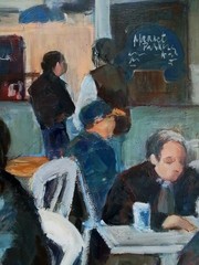 VINTAGE MARKETPLACE~RESTAURANT PAINTING~SIGNED SUSAN EGAN-LOOK !