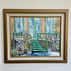 Claude Monet House Giverny France Original Acrylic Painting Framed Canvas 26×22