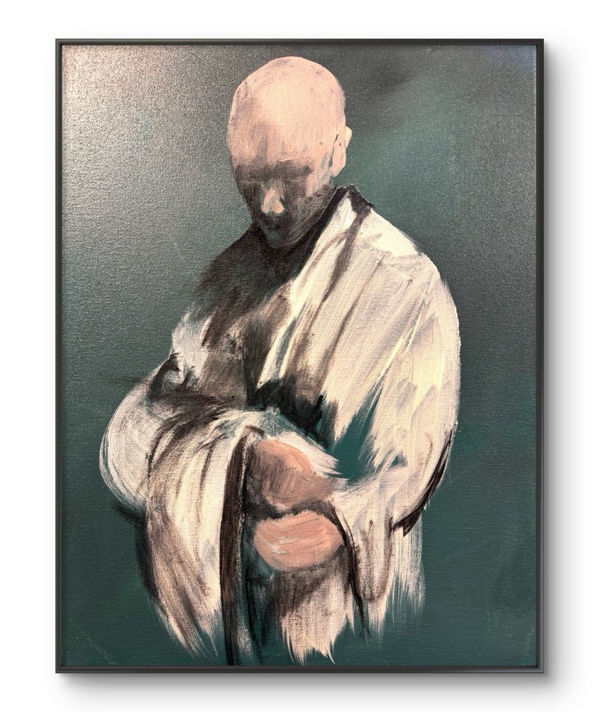 Original Abstract Expressionism 12×16 Monk Handmade Signed Unique Fine Art 355