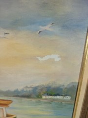 VINTAGE ORIGINAL AMERICAN IMPRESSIONIST HARBOR SCENE Of BOATS SIGNED BY WEST