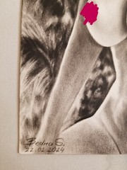 original painting А4 artwork realism oil dry brush female nude Signed
