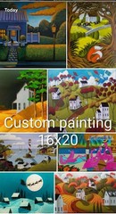 16×20 CUSTOM Painting Folk Art Landscape Halloween Winter Christmas Farmhouse