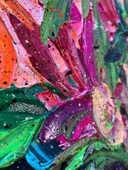 Original 14×14 Textured Flower Painting Modern Wall Art Signed FREE SHIPPING