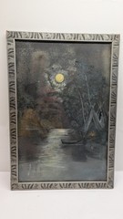 1920s 1930s River Lake Moody Vintage Rustic Native Teepee Silver Frame Art Print