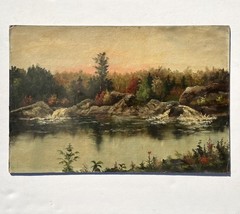 Antique Hudson River School Oil Painting Landscape 19Th Century Unsigned 12×18