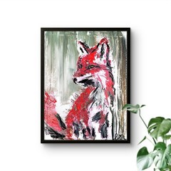 Fox Unique Abstract Expressionism Wall Art Canvas Board 11×14