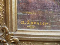 AUGUSTUS SPENCER, LISTED BRITISH COLLECTIBLE OIL LANDSCAPE IMPRESSIONISM ANTIQUE