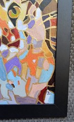 Original painting on board, CAT, animal, cubism, 8″x 10″, signed