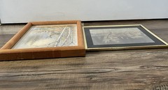 2 Vntg Deer Buck Framed/signed Oil Foil Paintings Art Landscape Hunting Woodland