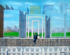 The Commute – Original Oil on Canvas 10″ wide x 8″ high – Framed