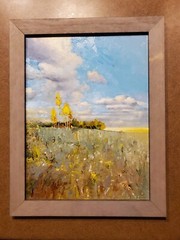 ✔Original Oil Painting Signed Framed Landscape With The Fall Field🎨